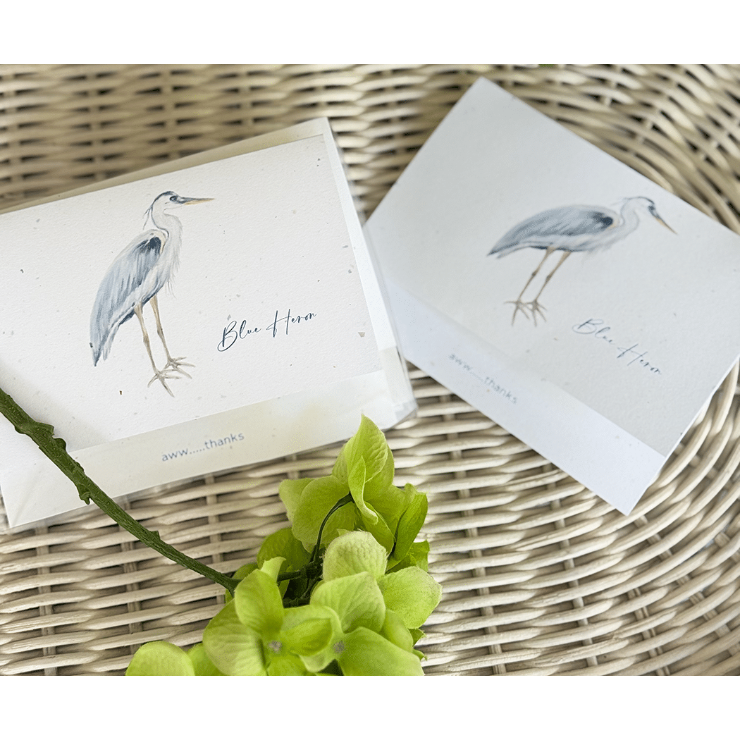 blue heron thank you note cards