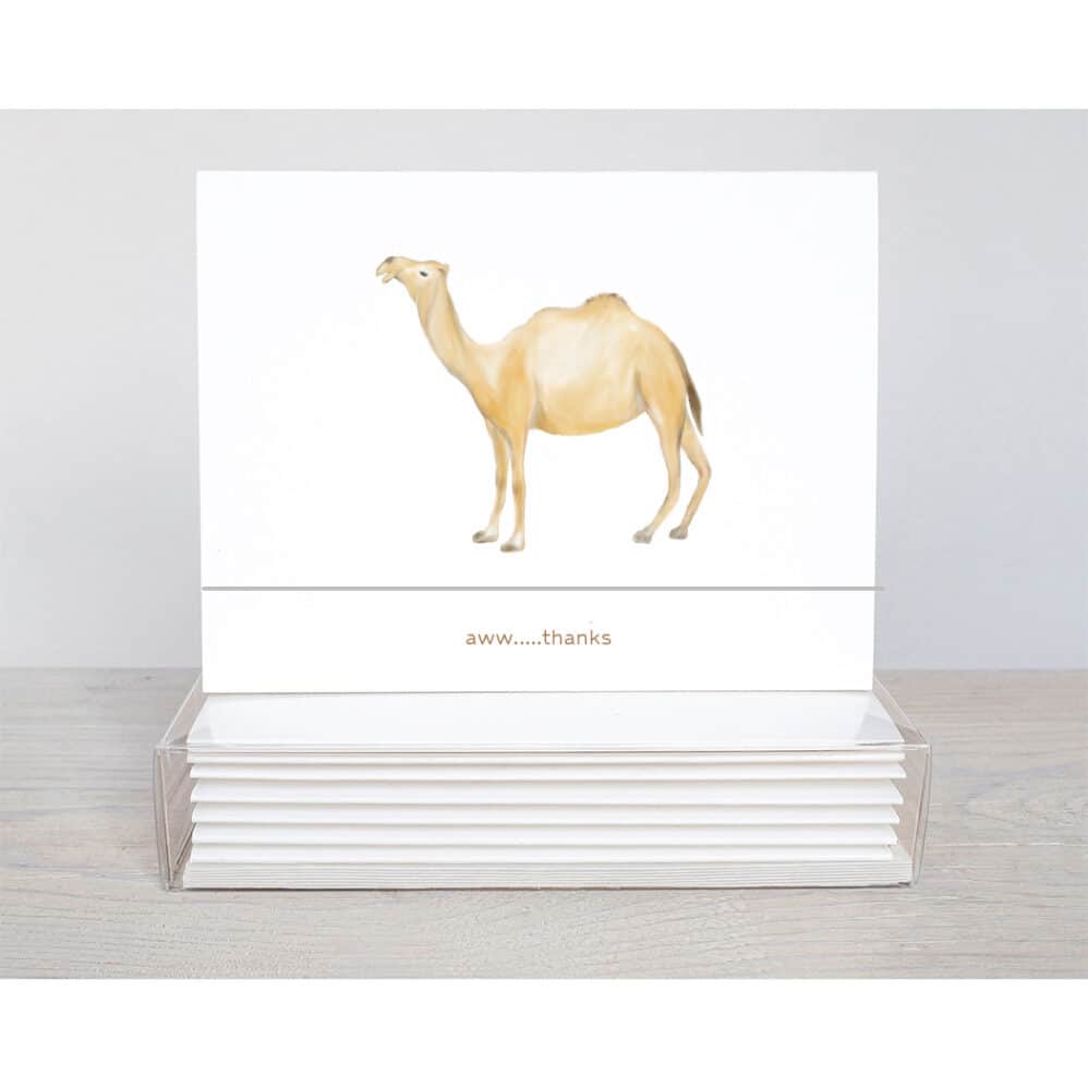 camel 'aww thanks' note card