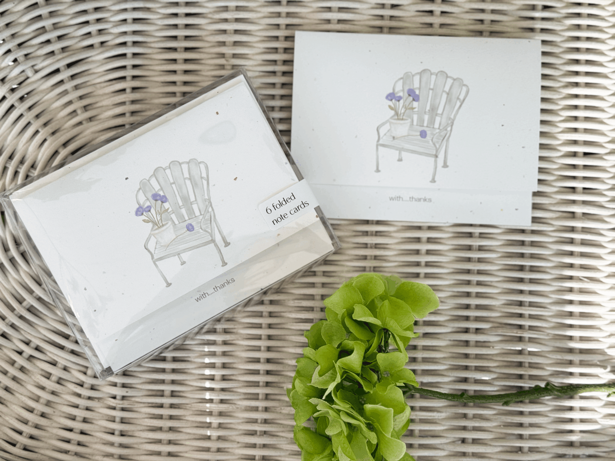 garden chair with flowers cards