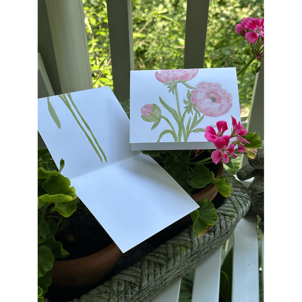 peony extended inside card