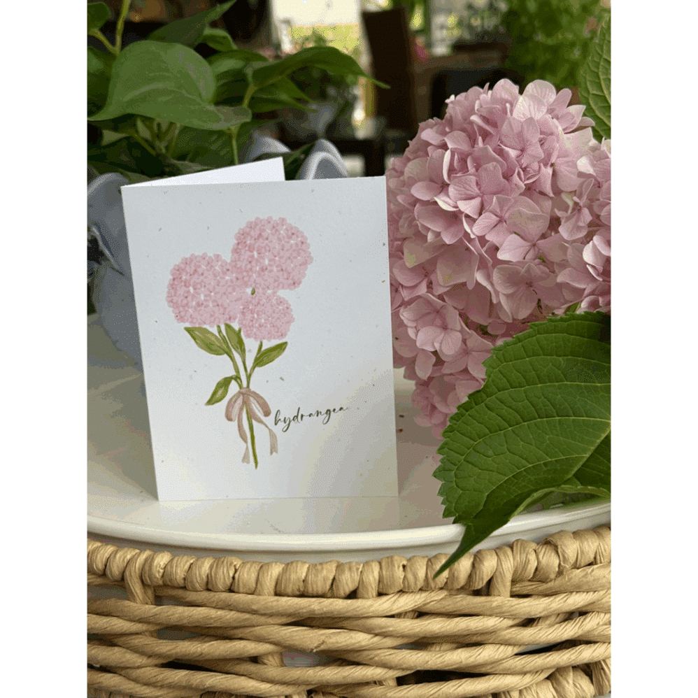 pink hydrangea note card
