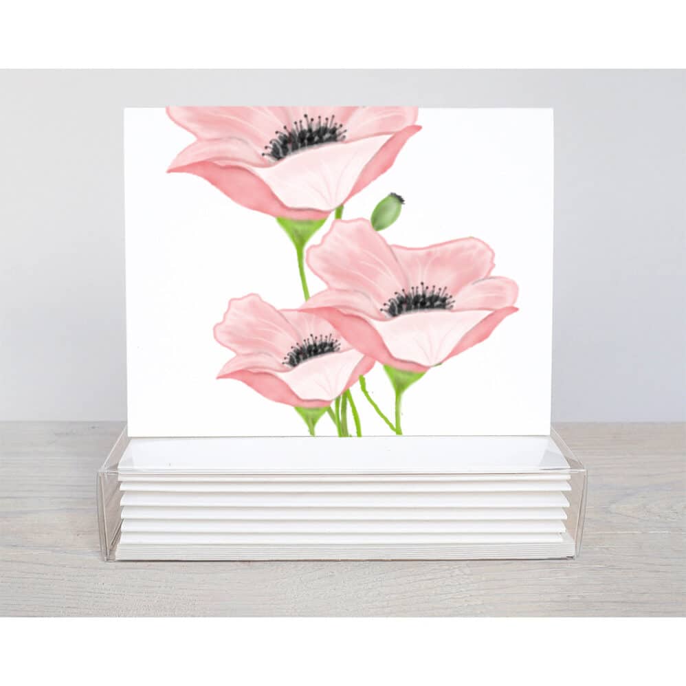 pink poppies to the edge of a all occasion note card