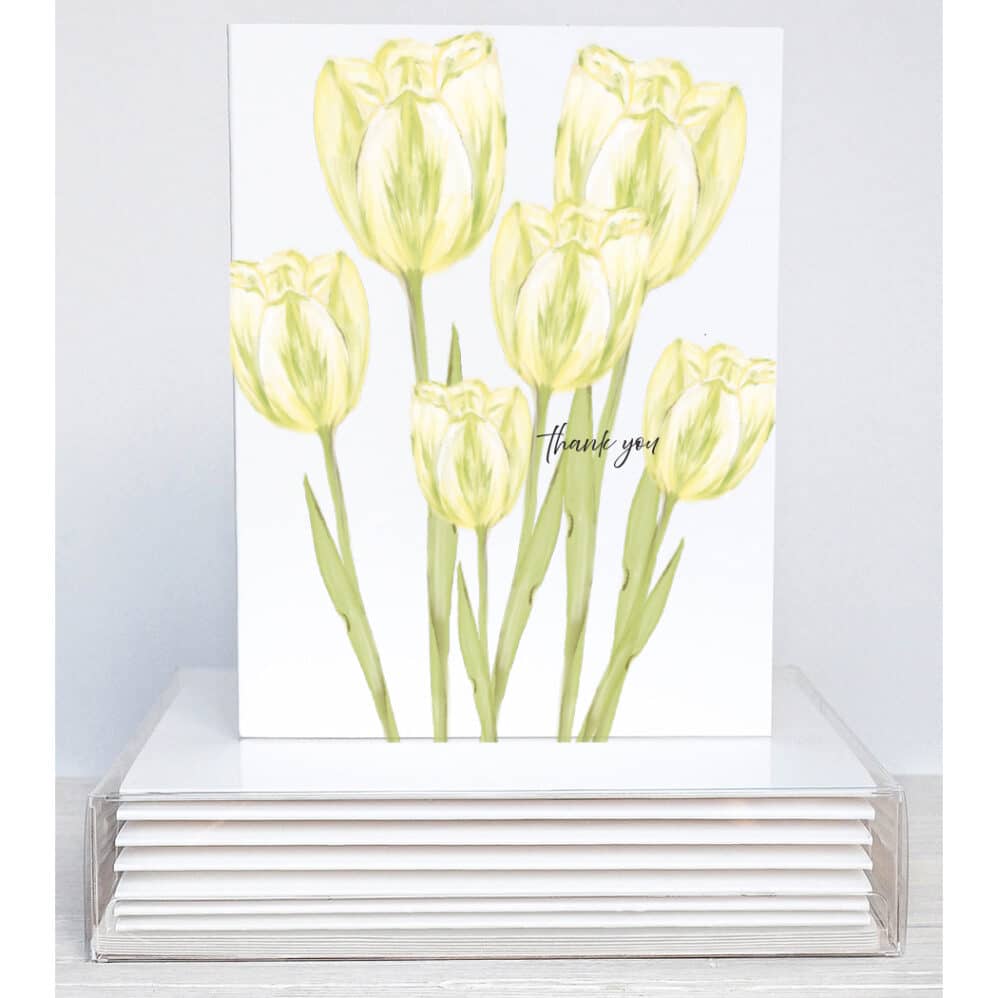 yellow tulips thank you notes featuring a pretty bunch of yellow tulips